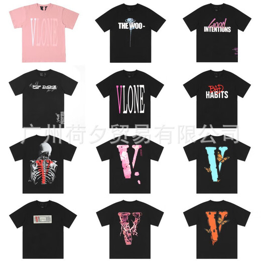 
TX FOG heavy short-sleeved T-shirt heavy VLONE FOG big V short-sleeved fog high street hip-hop half-sleeved couple ins summer high hx6218 white S