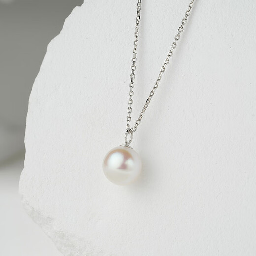 Tahitian 18K gold akoya pearl pendant round highlight seawater pearl necklace necklace akoya 8.5-9mm +925 silver chain