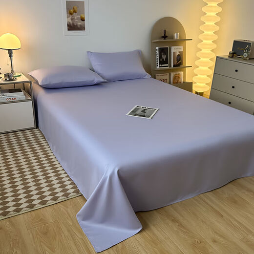 Shuxuan summer single solid color single and double 1.5m ice silk silky naked sleeping sheets student dormitory Rococo-silver gray 160x220cm single sheet