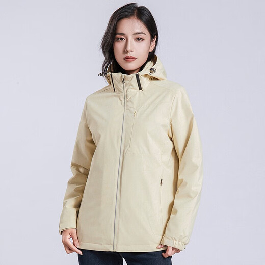 Holzspecker (Tucano) Plus Samtintegrierte Jacke für Frauen, einschichtige Außen- und Winterbergsteigerjacke Jacke warme weiche Schale Windbrecher 9930S-2 Desert Yellow-Woman [Camouflage] xl