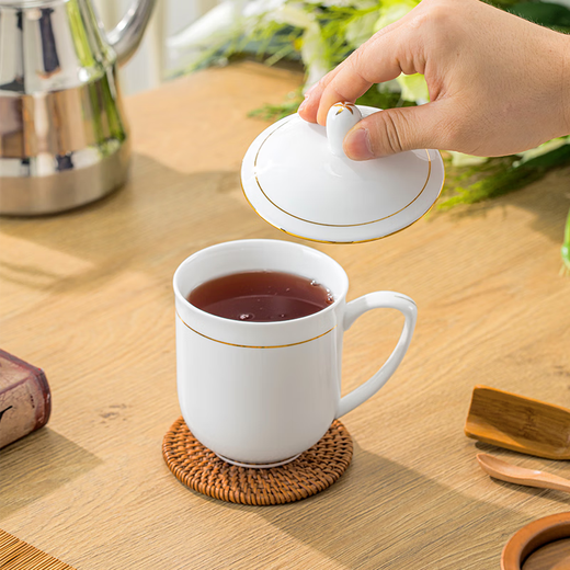 Yichen Phnom Penh Office Cup Ceramic Jingdezhen Tea Cup with Lid 10 Meeting Tea Cups Business Meeting Water Cup Set