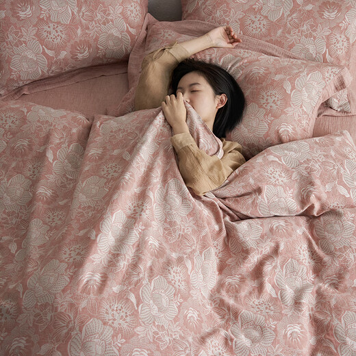 Mercury series autumn and winter thickened high-end retro plant and flower Class A cotton double-layer jacquard bed four-piece maternal and infant grade sheets Forest Blue - Class A maternal and infant grade 1.8m bed sheet style four-piece set suitable for 200x230c