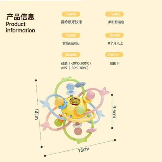 Jia Nier Manhattan hand ball baby can chew silicone baby molar stick to soothe the oral cavity teething toy chewing fun Bunny Bear antibacterial boiled Manhattan hand ball