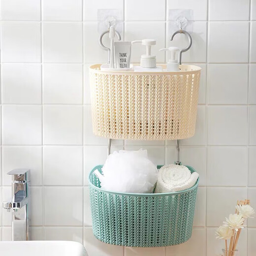 Yushe dirty socks storage hanging basket bathroom clothes artifact dirty socks clip storage basket wall-mounted balcony drying medium size off-white
