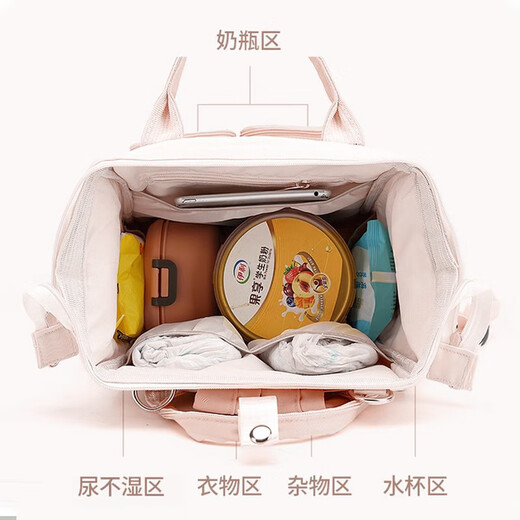 甜苗苗多功能妈咪包背奶包妈妈双肩包大容量外出时尚母婴包宝妈婴儿背包 多功能妈咪出游包【配推车挂钩】 升级加厚牛津布丨锡箔可保温奶瓶
