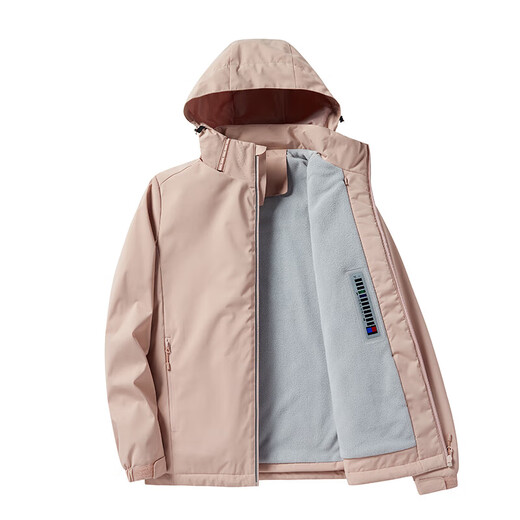 西域骆驼（VANCAMEL）加绒风衣男女休闲短外套加厚工装夹克软壳登山服保暖单层冲锋衣冬 9930S香芋紫-女【纯色】 XL