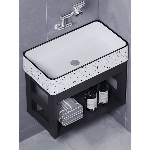 Hongpai Salle de bain Petit appartement sans trou de trou de trou de lavage suspendu balcon ménage grand lavabo en céramique Space en aluminium Basin suspendu bassin à lavage
