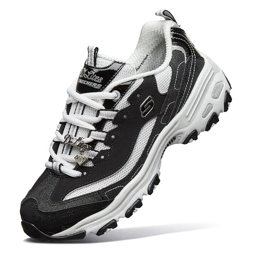 Skechers 10th anniversary panda shoes for women in autumn and winter thick-soled diamond commemorative dad shoes 12241 12241-BKW 36.5