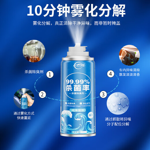 Pute car interior deodorant, sterilization and deodorant spray, odor removal, air freshness, lemon + cologne + fresh ocean