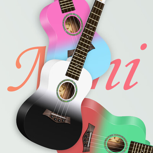 Gitarrist Ukulele Girls Style Anfänger Einstiegsfurnier-Kinder kleiner Gitarre hochwertig 23-Zoll-Uklili 23-Zoll-Schwarz und Weiß + Accessoires + Klaviertasche