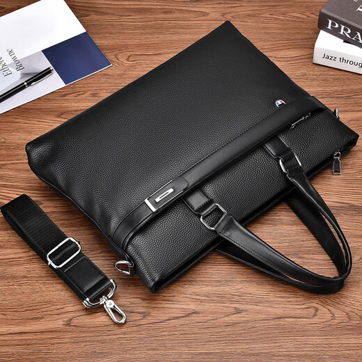 MOEPEQDAISHU Briefcase Men's Handbag Business Shoulder Messenger Bag Large Capacity Casual Commuting New Trendy Backpack Computer Bag Elegant Black 14 inches