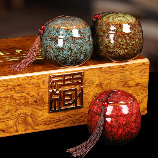 Gugentang Jinjunmei Black Tea Wuyishan Tea Gift Box High-end Lapsang Souchong Wholesale Gifts Six Ceramic Jars Classic Wooden Box Jinjunmei