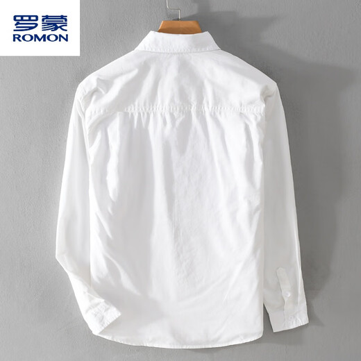 Romon pure cotton long-sleeved shirt men's spring and summer splicing trend casual loose comfortable color-blocking fashion handsome shirt trendy white XL reference 130-145Jin [Jin equals 0.5 kg]
