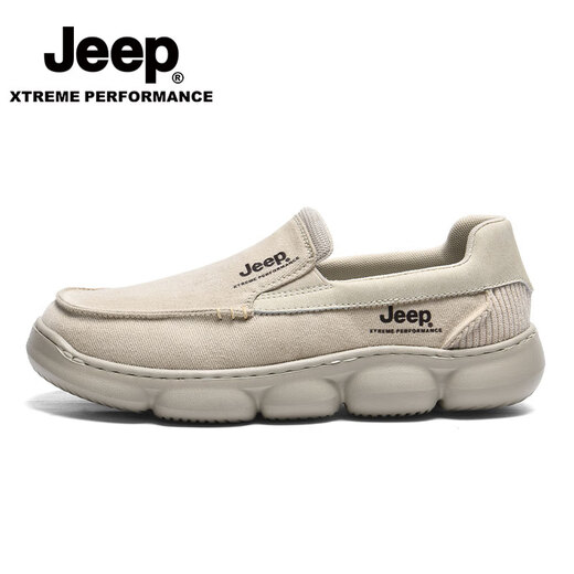 Jeep Casual Schuhe für Männer im Sommer Neuem Stil Atmungsaktives weicher Sohle leichtgewichtiger Leinwandschuhe mit einem Fuß Pedal Nicht-Rutsch-Dad-Sneakers Männer Sandfarbe [Standard Lederschuhgröße] 41