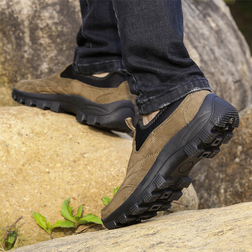 Printemps et automne extérieur alpinisme Sports pour hommes et chaussures décontractées semelle douce de l'âge moyen non lacets couverts de pied couvert chaussures de voyage chaussures de voyage 1503 marron 40