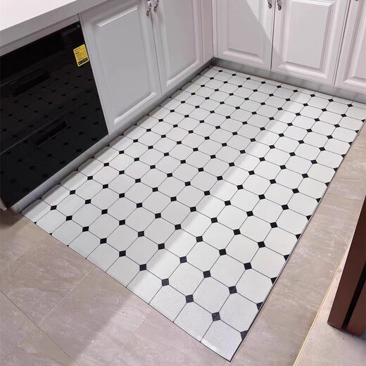 Kitchen floor mat is waterproof and oil-proof, large area can be cut and scrubbed for home use. PVC non-slip full-cover balcony entrance hall 200*300 cm color hexagon