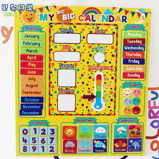 Board de cognition météorologique pour enfants mon petit calendrier peint magnétique magnétique d'apprentissage papier peint de semaine de semaine