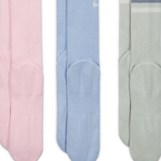 耐克(NIKE)袜子男女同款 吸汗运动袜 中筒袜三双装DX7665-902多色装L