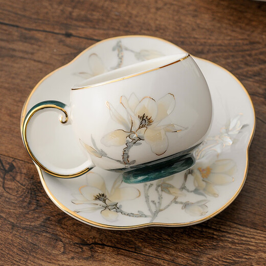 Yanze New Chinese Tea Set Living Room Light Luxury High-end Afternoon Tea Teapot Teacup Complete Gift Box Cup Set Orchid Scenery Dark Green 17-piece Set - Rectangular Shelf