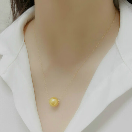 DL 1998 Fat Donglai same style South Sea gold bead pendant natural sea water Philippine quality necklace G18k gold deep gold road 9-10mm small size thick gold