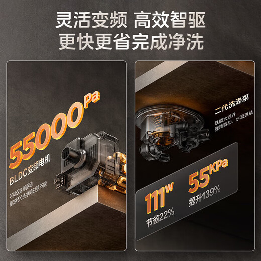 Midea official refurbished machine Jingyan GX1000Max-D independent installation dishwasher 17 sets + 2 large capacity variable frequency five-arm hurricane wash 105 hot air drying four-star disinfection GX1000Max-D | independent upgrade 17 sets