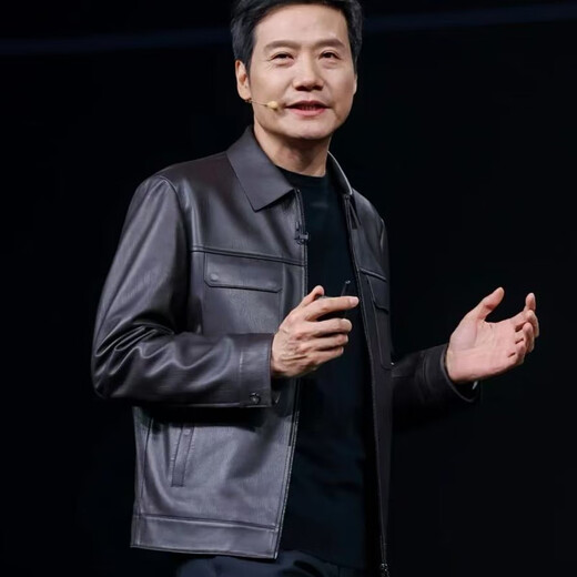 VHY雷军同款皮衣外套海宁真皮皮衣男士绵羊皮夹克薄款雷总发布会同款 黑色 （雷总发布会同款） XL （175尺码）