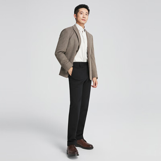 YOUNGOR suit men's business singles Western sheep wool cashmere fabric soft and smooth classic commuter shopping mall same style coffee color YXXX217262WLA L 175/96A