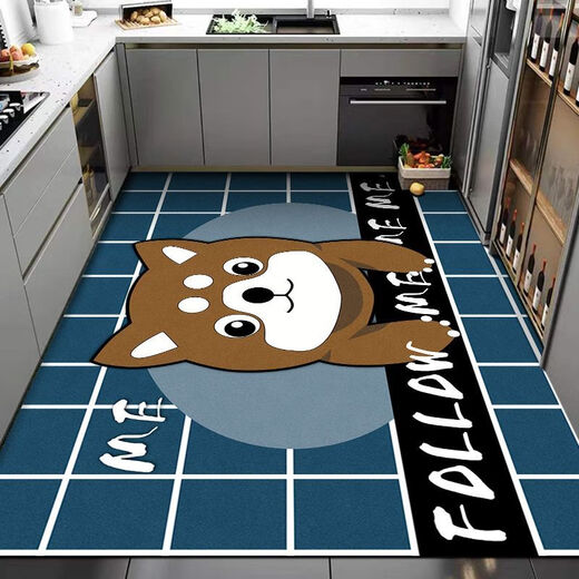 Xuxian floor mats, kitchen floor mats, stain-resistant mats, household anti-slip carpets, water-absorbent and oil-proof, large-area custom-made foot mats, black kitchenware, 100*160cm, waterproof and anti-scalding