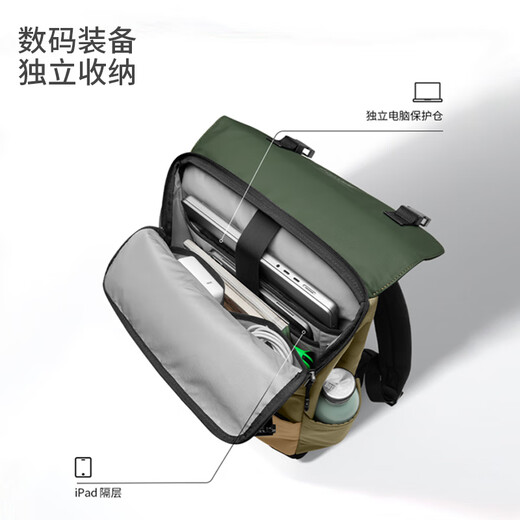 tomtoc x 吉考斯工业双肩包男士休闲背包潮流电脑包书包通勤包T64 机组绿 17L
