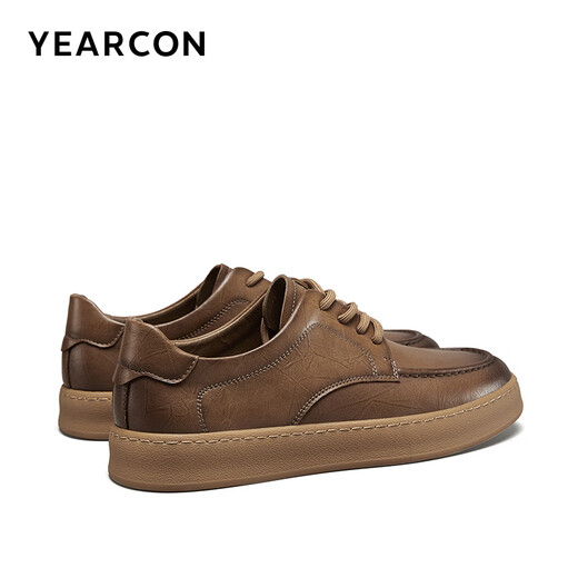 Yierkan leather shoes men's business casual shoes simple lace-up British gentleman soft-soled flat shoes 96835W yellow brown 41