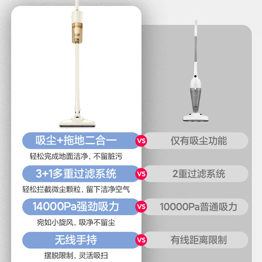 Oaks Wireless Suction and Mopping All-in-one Vacuum Cleaner Home Lightweight Pet Portable Dust Collector High Power High Suction Dry Mop Mopping Multi-purpose AXC-11DS527B Wireless Brushless Top with Mite Removal Model 16000Pa + Wet Mopping Mite Removal