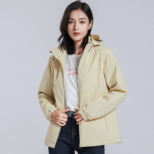 Holzspecker (Tucano) Plus Samtintegrierte Jacke für Frauen, einschichtige Außen- und Winterbergsteigerjacke Jacke warme weiche Schale Windbrecher 9930S-2 Desert Yellow-Woman [Camouflage] xl
