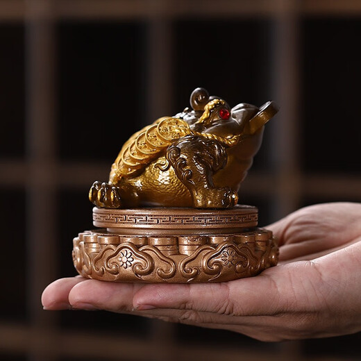 Xixi Taitai Golden Toad Tea Pet Decoration Boutique Color-changing Tea Set Accessories Tea Table Tea Tray Tea Ceremony Golden Cicada Lucky Tea Table Toad Rotation-Fujia Golden Toad Transformed into Gold