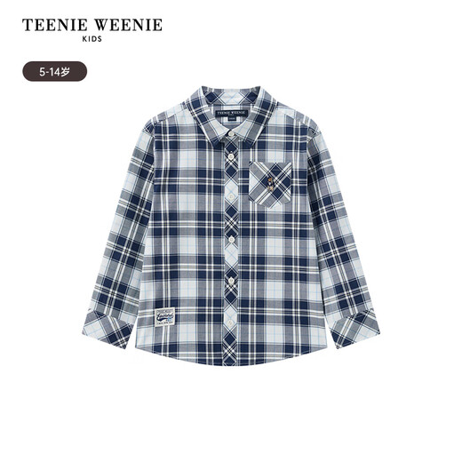 Teenie Weenie Kids 25-year-old boys' classic college style long-sleeved shirt navy blue 130 cm