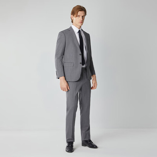 HECHTER suit men's 100% wool suit spring and autumn business formal wear comfortable and easy to care for men gray (trousers) 50