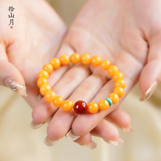 Natural beeswax bracelets chicken fat xanthanite high-end amber southern red turquoise antique ladies special genuine bracelet 5mm collection grade natural beeswax Yunze bracelets 18-19cm hand circumference