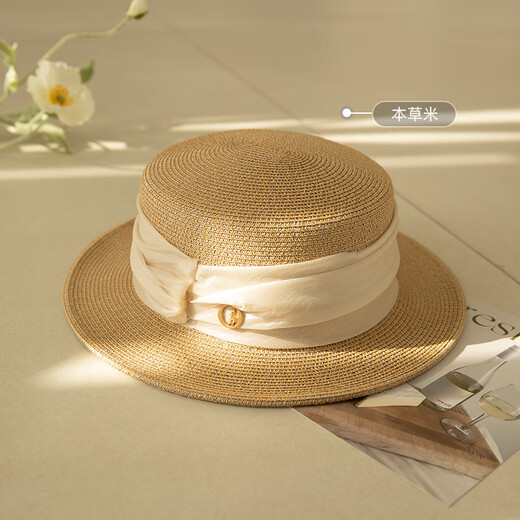 Siggi Strohhut Frauen Sommer flacher Top Sonnenschutzhut Flat Edge Urlaub Seaside Fashion Retro Stroh gewebter Sonnenhut Si95339 Meter