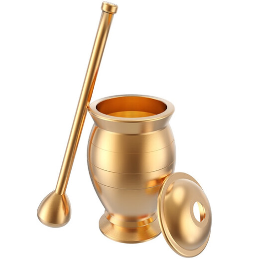 Pure copper medicine jar, solid brass medicine pounder, full copper medicine jar, garlic pounder, medicine jar, copper cup, medicinal material punching medicine bowl, small 720g jar, height 115mm