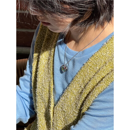 Tagi.Imagine Love Beating Colored Diamond Pendant Simple Niche Accessory Necklace Pendant/Open Ring Heart Beating Necklace