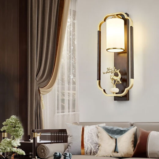 Yaotian Modern New Chinese Style Wall Lamp Full Spectrum Black Walnut Jade Lamp Living Room Rechargeable Wiring-Free Model 1002/600