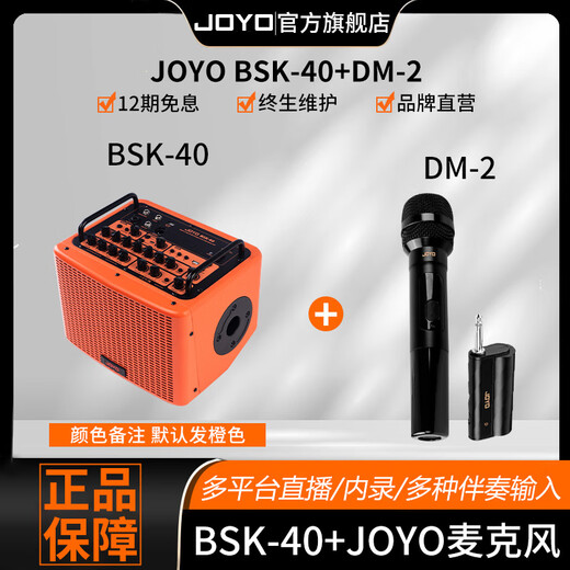 JOYO guitar speaker, electric blowpipe audio, folk rechargeable Bluetooth drum machine, live recording, outdoor singing, new BSK-40+DM-2 wireless microphone set