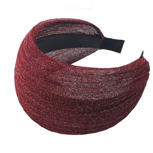 Tongrubi wide-brimmed headband to cover white hair, toothed anti-slip headband, high-end, simple hairpin, face wash, hair tie, burgundy crystal gauze headband