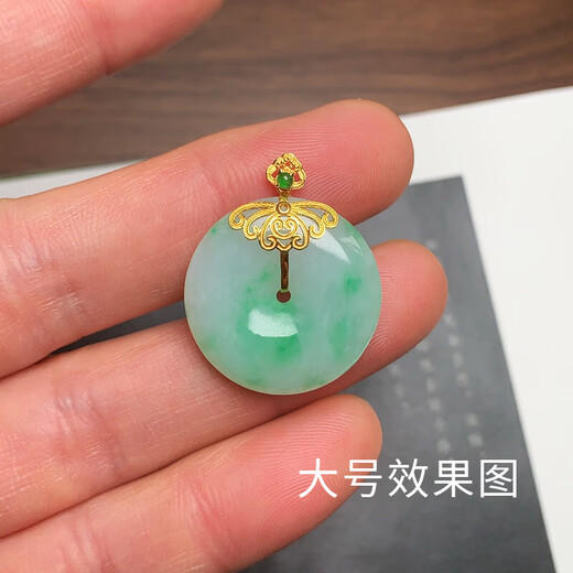 Bovia full body 18k gold safety buckle clip jade inlaid green cabochon diy accessories jade jade pendant buckle head clip large yellow 18k gold safety buckle buckle head