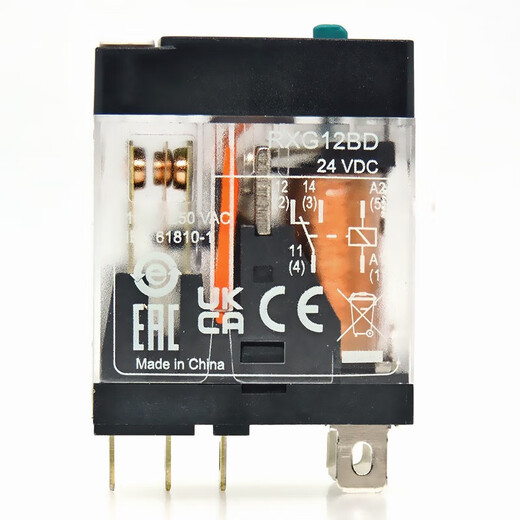 Schneider Electric RXG thin chip small relay bipolar electromagnetic type DC 24V 5 pins one open and one closed 8 pins 2 open and 2 closed replaces G2R RXG23BD with seat and diode