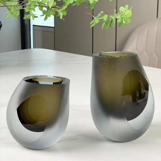 Moderne einfache nordische Wohnzimmer im Wohnzimmer TV-Schrank Couchtisch Eingangsmodellraum kreative verdickte Glas Dekorative Vase LHF-HC6624 Rauchgrau 0 Stück