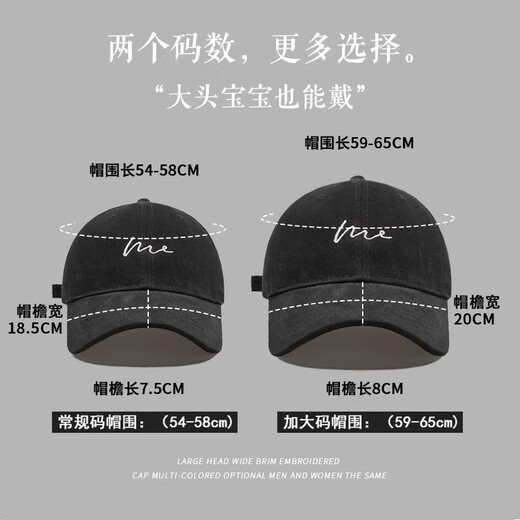 SUU BAI BIG Head Hat Hat Spring and Summer Top Soft Baseball Hat Baseball Men's Baseball Hat New Style Men's New Style 2024 Boys Off-White + KZ-683 Masque vert Xianchun L Large taille (60-65 cm)