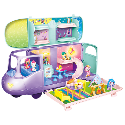 [80% new] Little Pony genuine magic bus set house toys glowing children's new year birthday gift girl gift box model