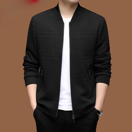 GABBANIE new high-end men's jacket baseball collar business casual jacket for young and middle-aged people 1526 black M 170 (recommended 100-120 Jin Jin equals 0.5 kg)