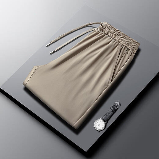 
Delhui casual pants for men's summer light business ice silk men's pants casual long pants for men's pants solid color versatile LG-XC4019--761 ice silk pants - khaki straight XL (recommended 120-135 Jin [Jin equals 0.5 kg])