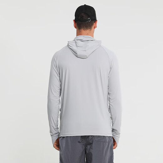 Sharkbat's new solid color quick-drying sun protection clothing fishing clothing men's summer anti-UV cool breathable outdoor sports hooded long-sleeved DY0019 cyan blue XL